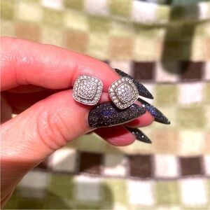 David Yurman pave diamonds petite Albion collection earrings